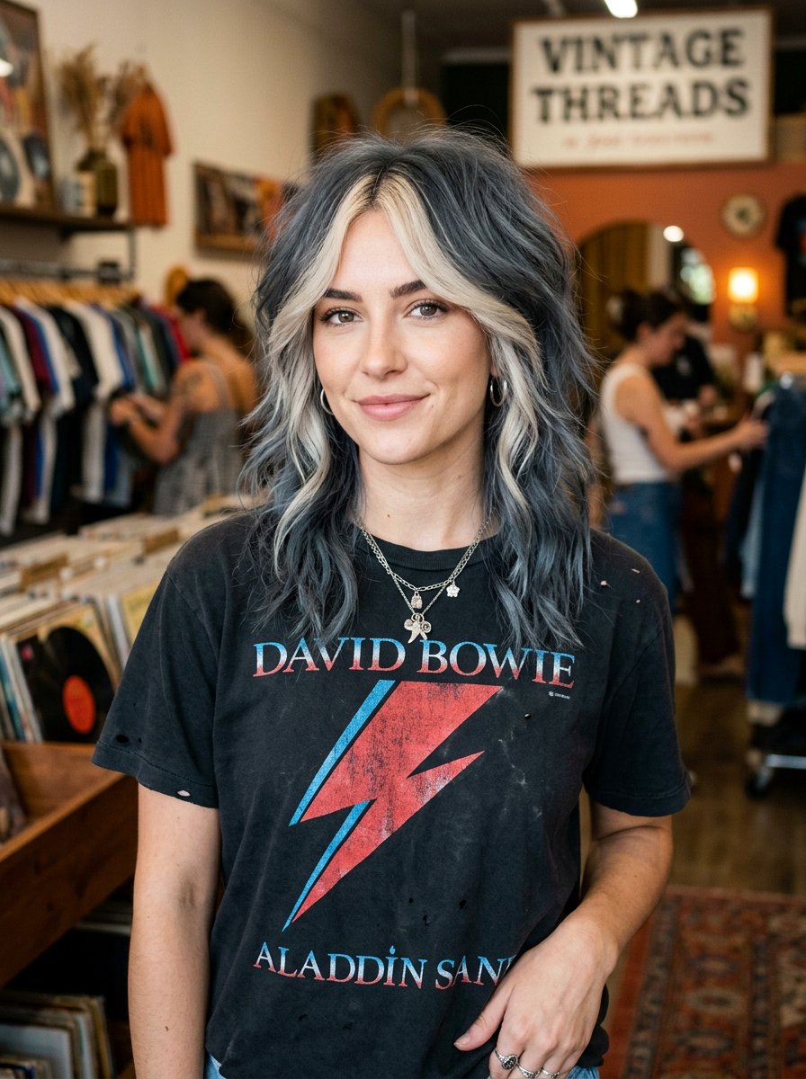 Smoky Gray Money Piece Shag Haircut - 20 smoky gray money piece hair - 20 smoky gray money piece hair