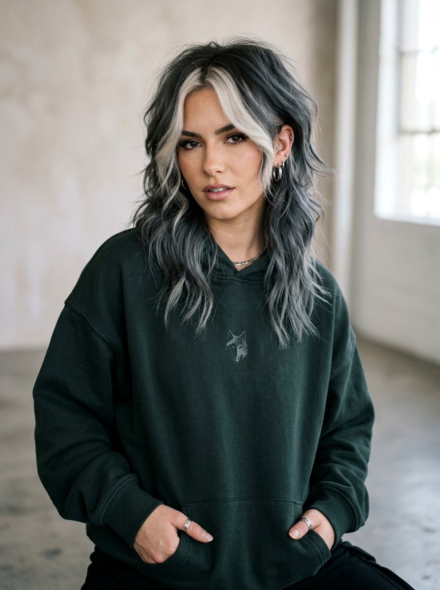 Smoky Gray Money Piece Wolf Cut - 20 smoky gray money piece hair - 20 smoky gray money piece hair