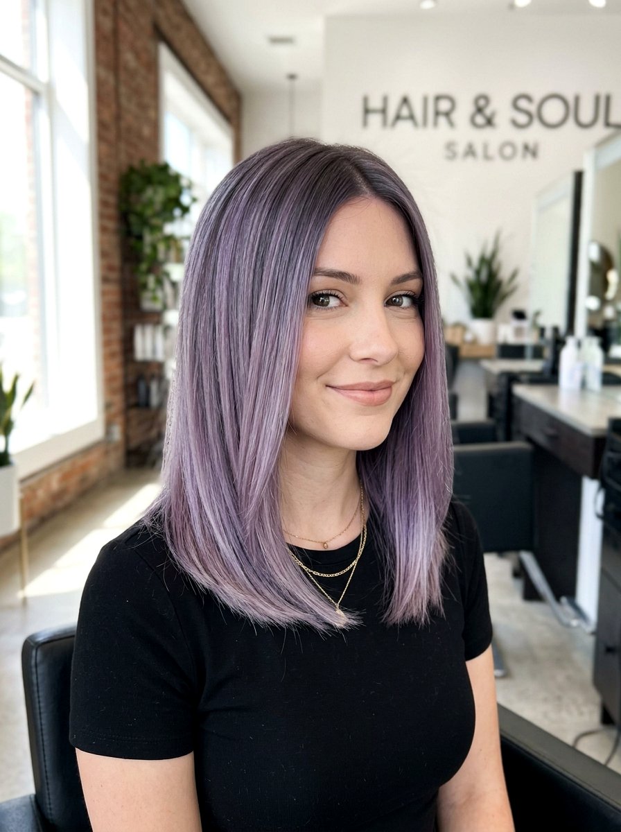 Smoky Lilac Balayage Lob - 20 smoky lilac balayage - 20 smoky lilac balayage
