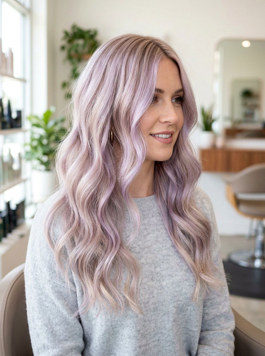 Smoky Lilac Balayage On Blonde Hair - 20 smoky lilac balayage - 20 smoky lilac balayage