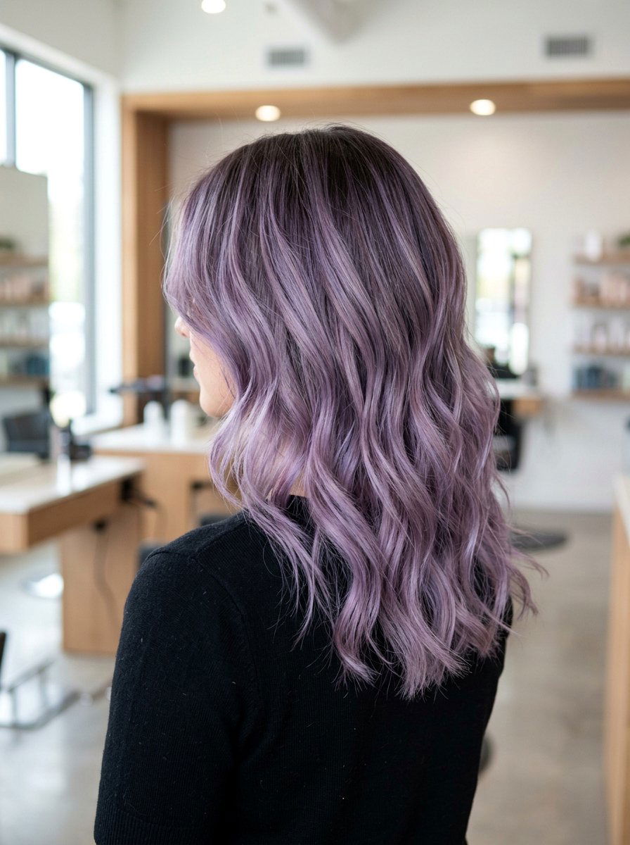 Smoky Lilac Balayage On Medium Hair - 20 smoky lilac balayage - 20 smoky lilac balayage