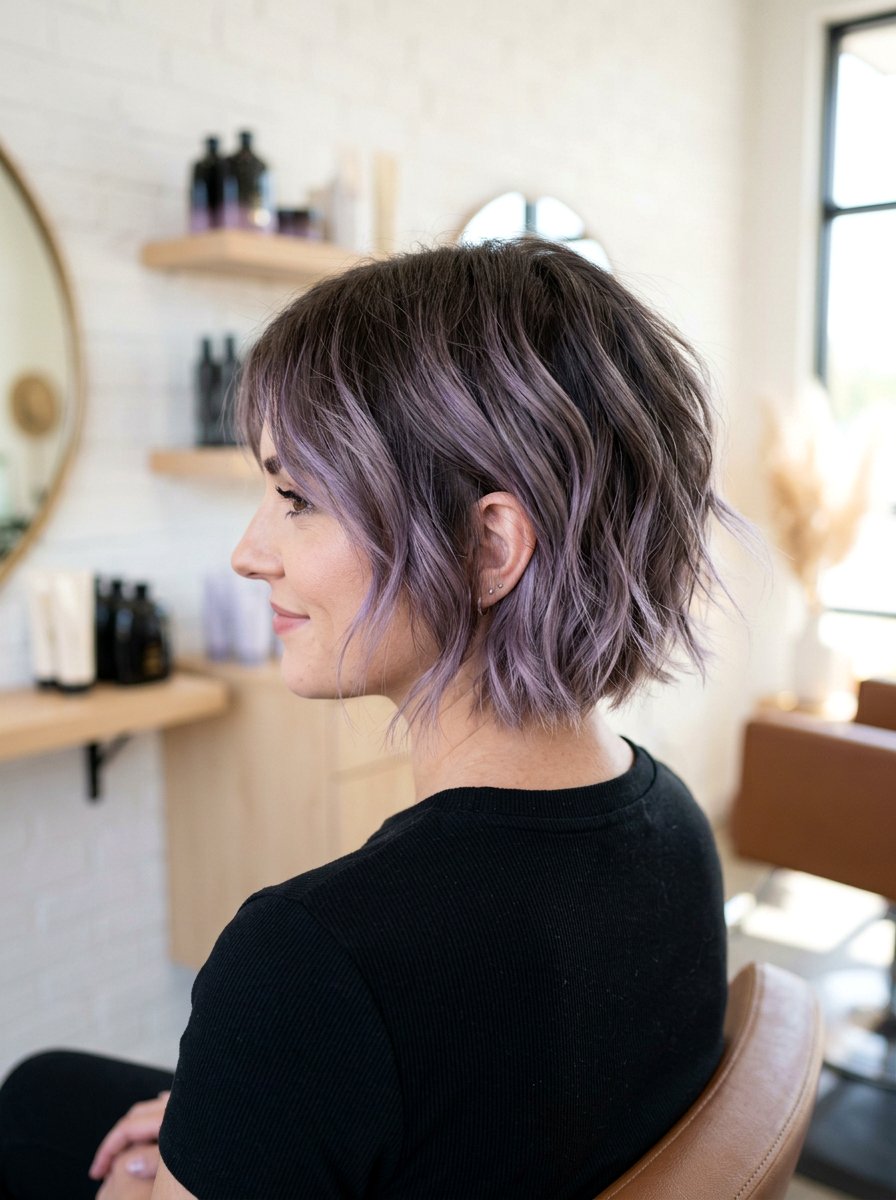 Smoky Lilac Balayage On Short Hair - 20 smoky lilac balayage - 20 smoky lilac balayage