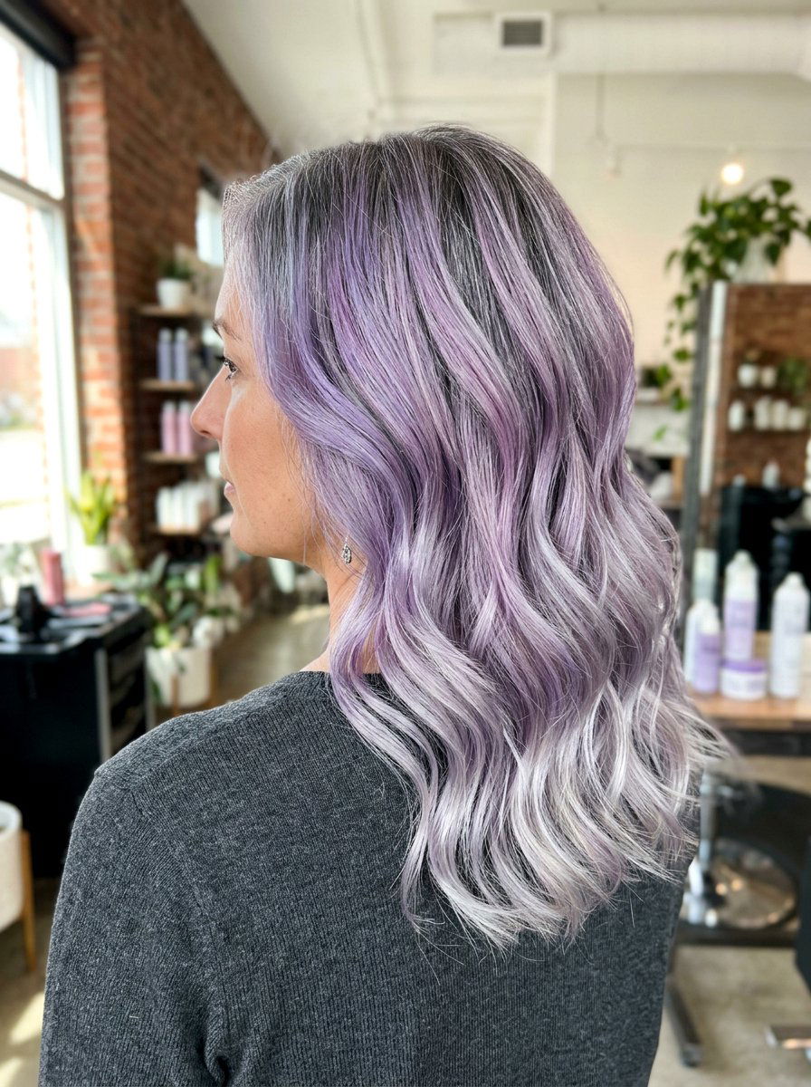 Smoky Lilac Balayage On Silver Hair - 20 smoky lilac balayage - 20 smoky lilac balayage