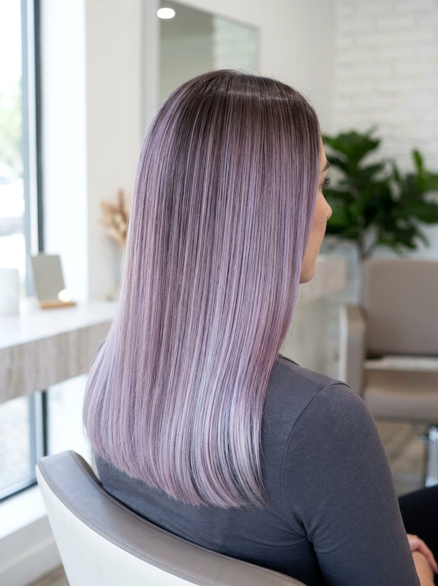 Smoky Lilac Balayage On Straight Hair - 20 smoky lilac balayage - 20 smoky lilac balayage