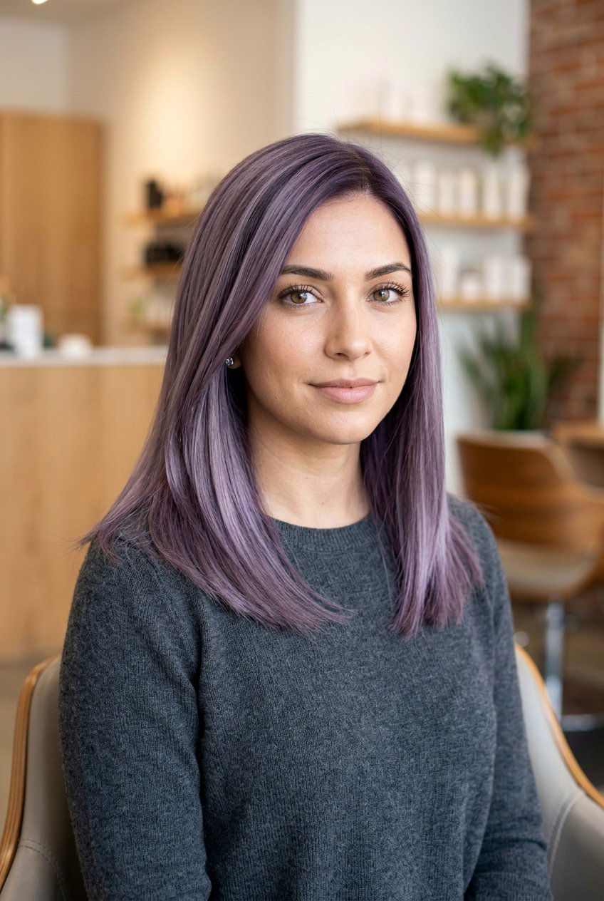 Smoky Lilac Shoulder Length Hair - 20 pastel purple hair - 20 pastel purple hair