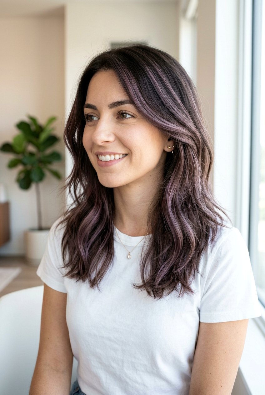 Smoky Plum Highlights - 20 plum hair color ideas - 20 plum hair color ideas