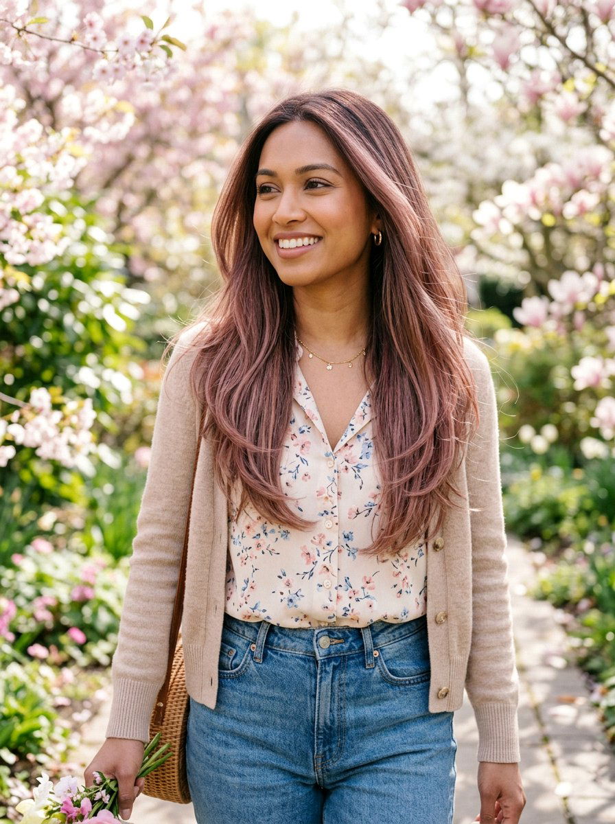 Smoky Rose Balayage For Warm Skin Tone - 20 smoky rose balayage hair - 20 smoky rose balayage hair