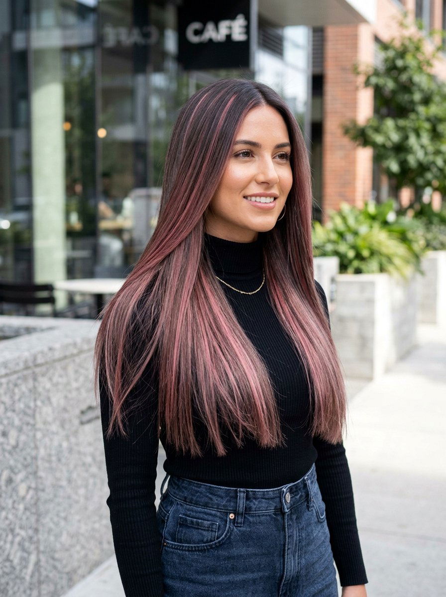 Smoky Rose Balayage Straight Hair - 20 smoky rose balayage hair - 20 smoky rose balayage hair