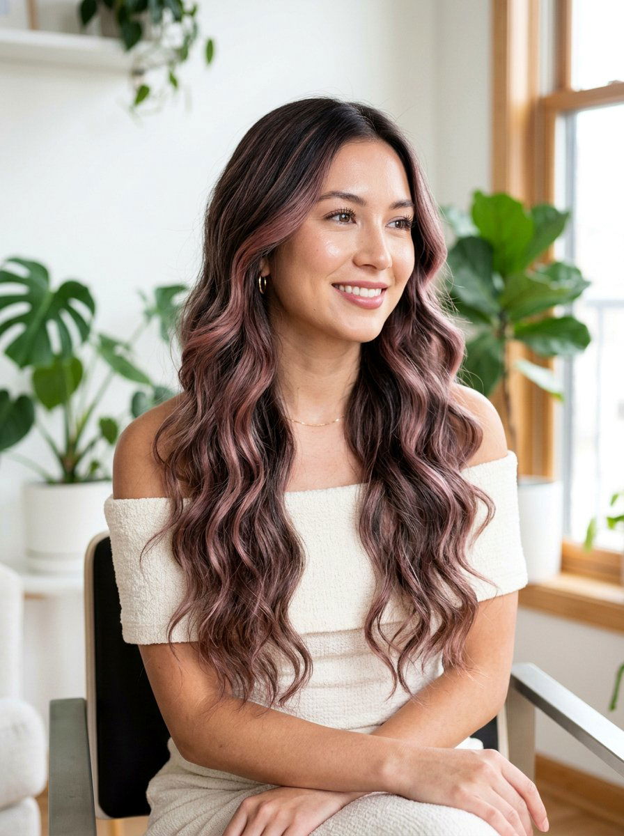 Smoky Rose Balayage Waves - 20 smoky rose balayage hair - 20 smoky rose balayage hair
