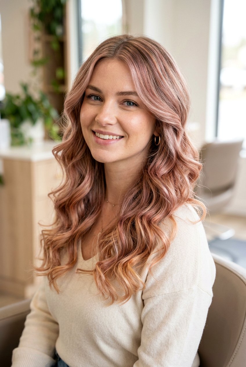 Smoky Rose Gold Highlights On Blonde Hair - 20 smoky rose hair color - 20 smoky rose hair color