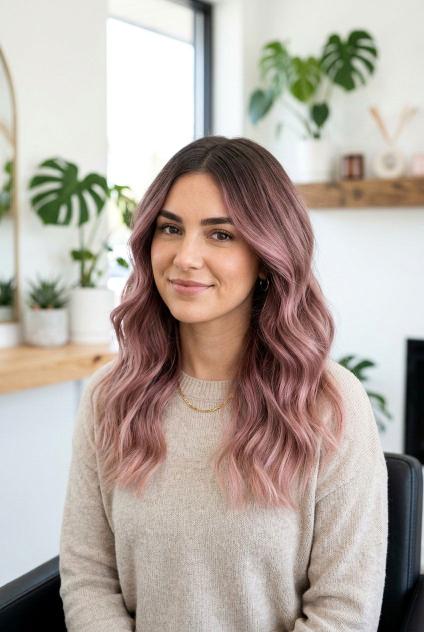 Smoky Rose Melt On Shoulder Length Hair - 20 smoky rose hair color - 20 smoky rose hair color