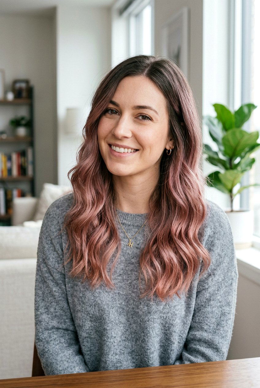 Smoky Rose Ombre On Medium Hair - 20 smoky rose hair color - 20 smoky rose hair color