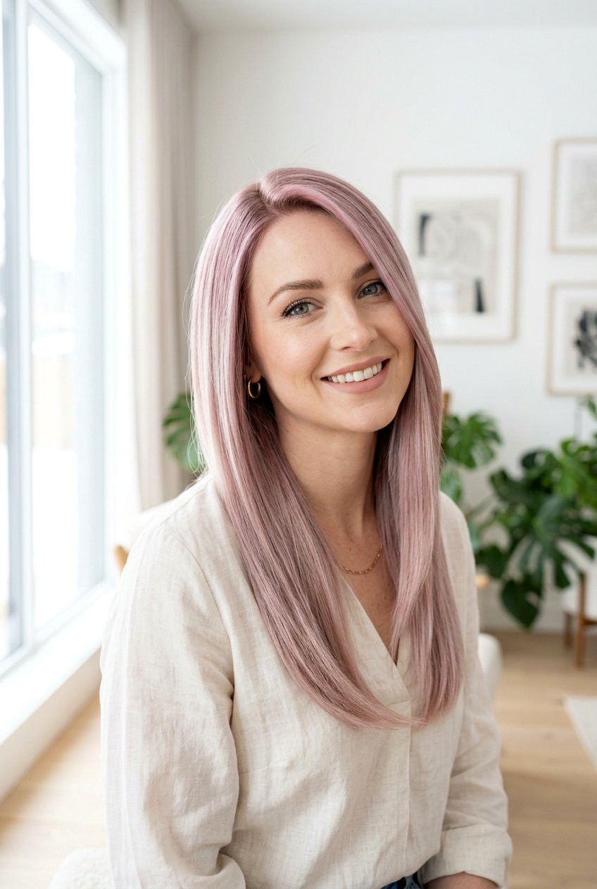 Smoky Rose Pink On Platinum Blonde - 20 smoky rose hair color - 20 smoky rose hair color