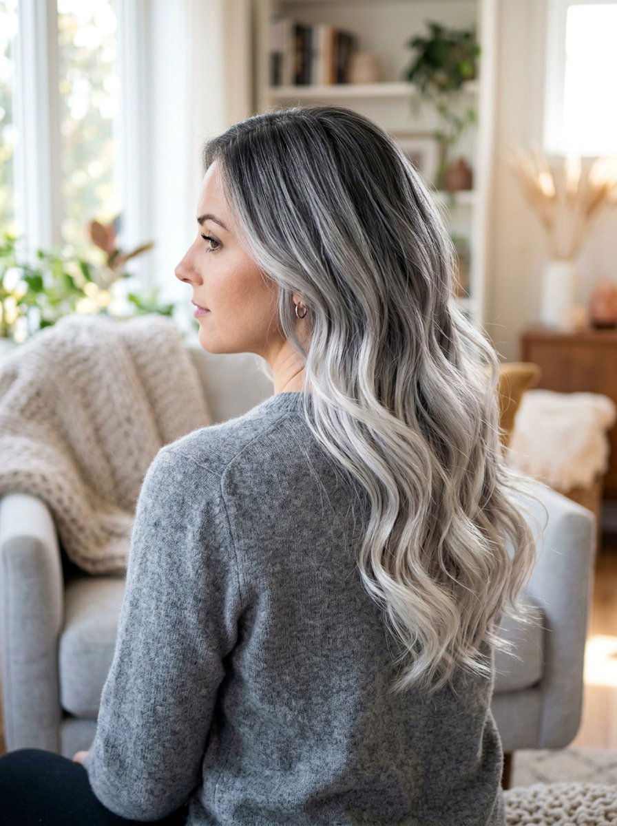 Smoky Silver Blonde Melt - 20 rooted silver blonde hair - 20 rooted silver blonde hair