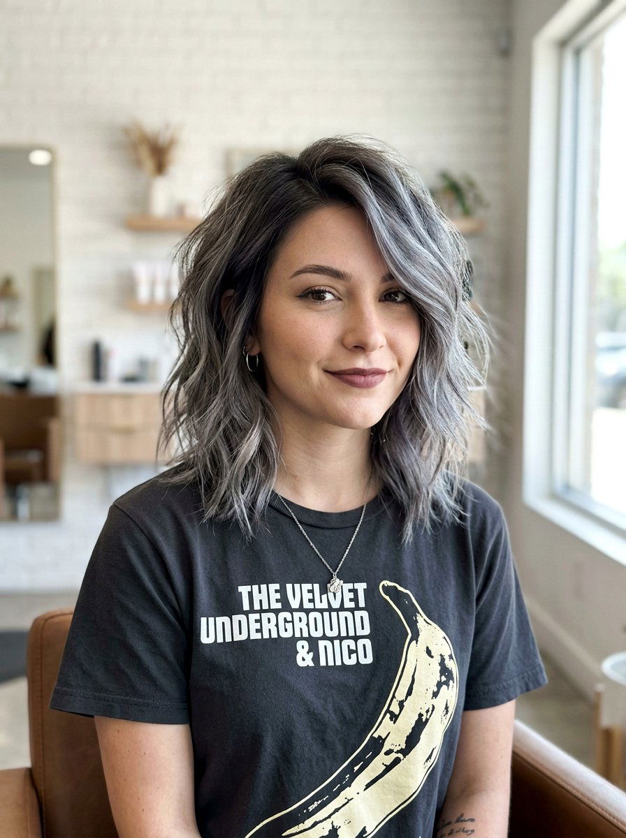 Smoky Silver Lob - 20 silver lob hair color ideas - 20 silver lob hair color ideas