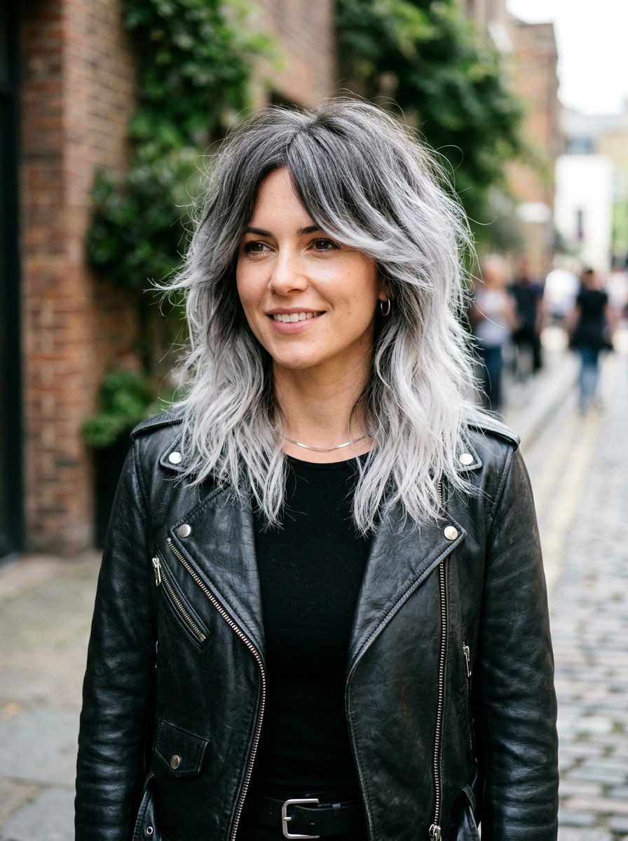 Smoky Silver Shag - 20 silver shag hair color ideas - 20 silver shag hair color ideas