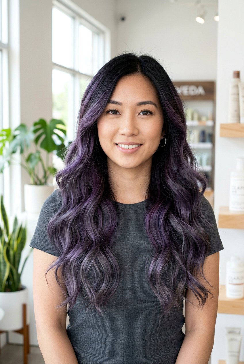 Smoky Violet Balayage - 20 violet black hair color - 20 violet black hair color