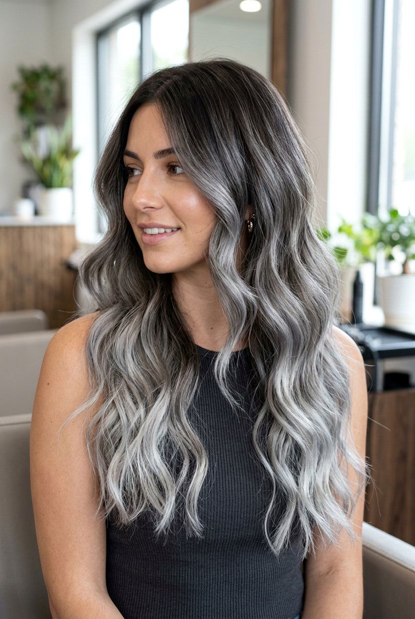 Smoky gray balayage - 20 smoky gray hair color - 20 smoky gray hair color