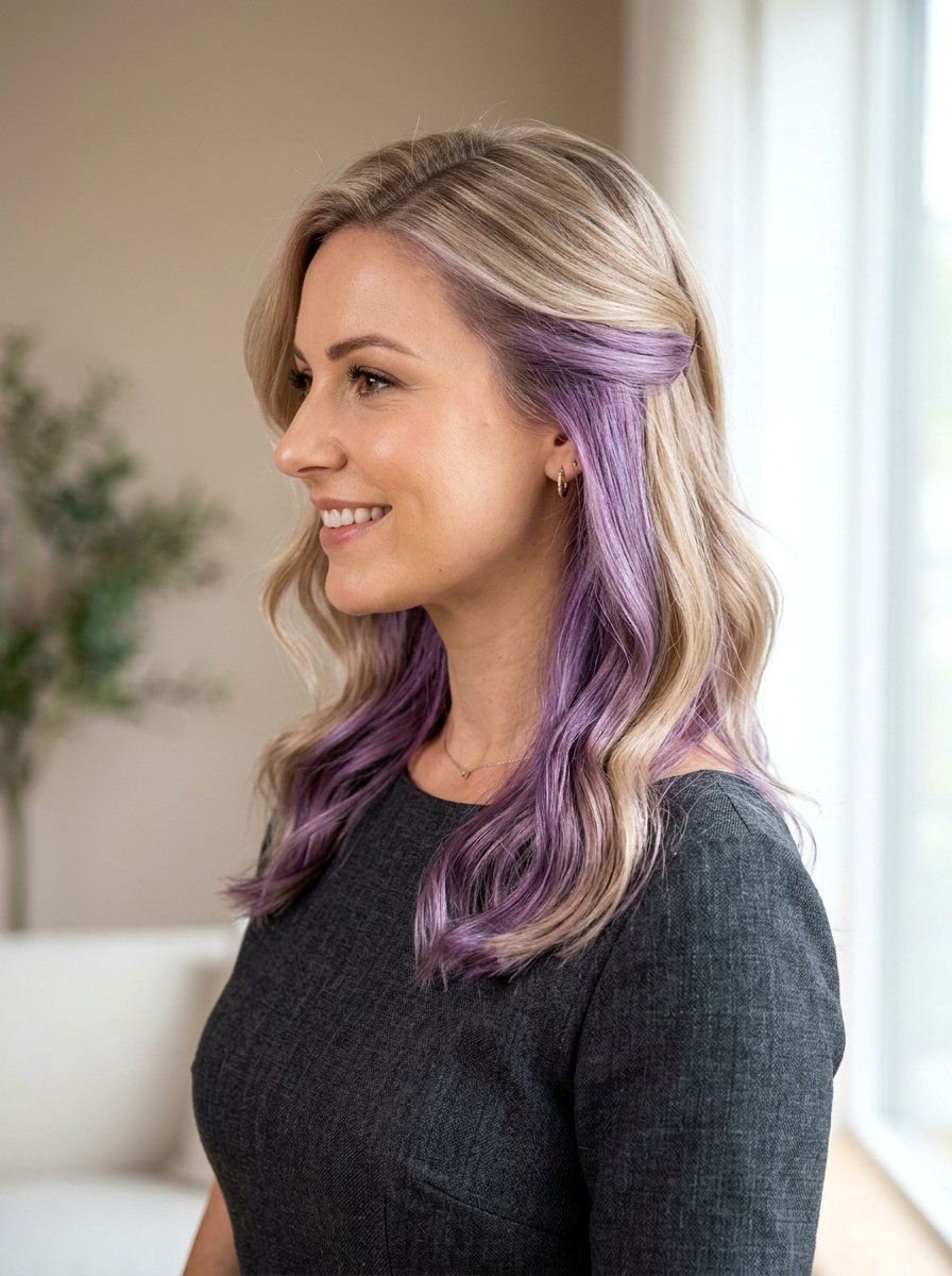 Smoky lilac underlayer on blonde hair - 20 lavender underlayer on blonde hair - 20 lavender underlayer on blonde hair