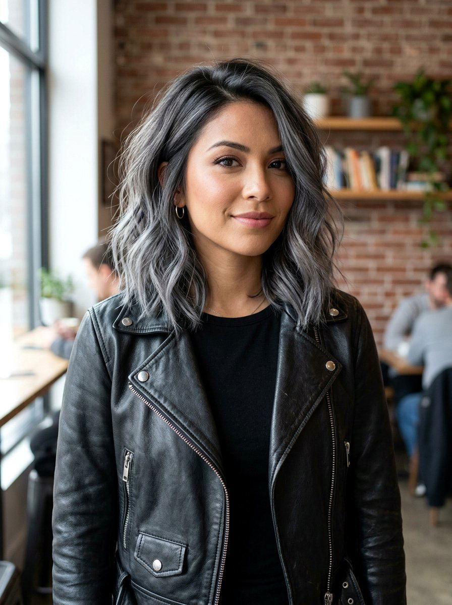 Smoky silver balayage lob - 20 silver balayage bob haircut - 20 silver balayage bob haircut