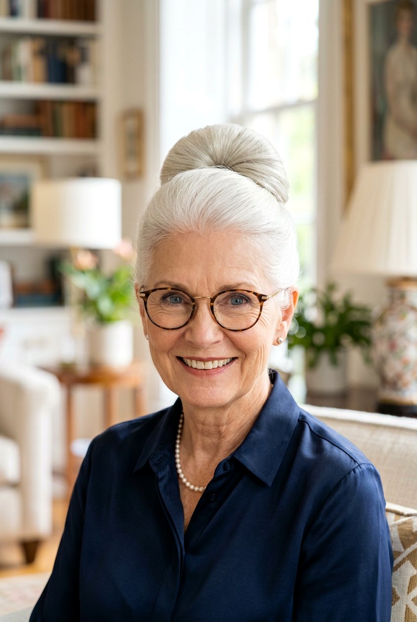 Smooth Crown Bun - 20 polished wedding bun for older women - 20 polished wedding bun for older women
