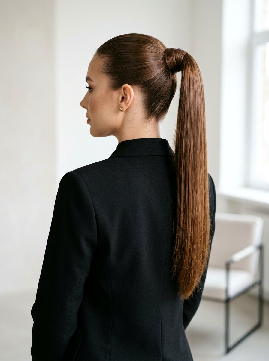 Smooth High Ponytail - 20 no fuss interview hairstyle for women - 20 no fuss interview hairstyle for women