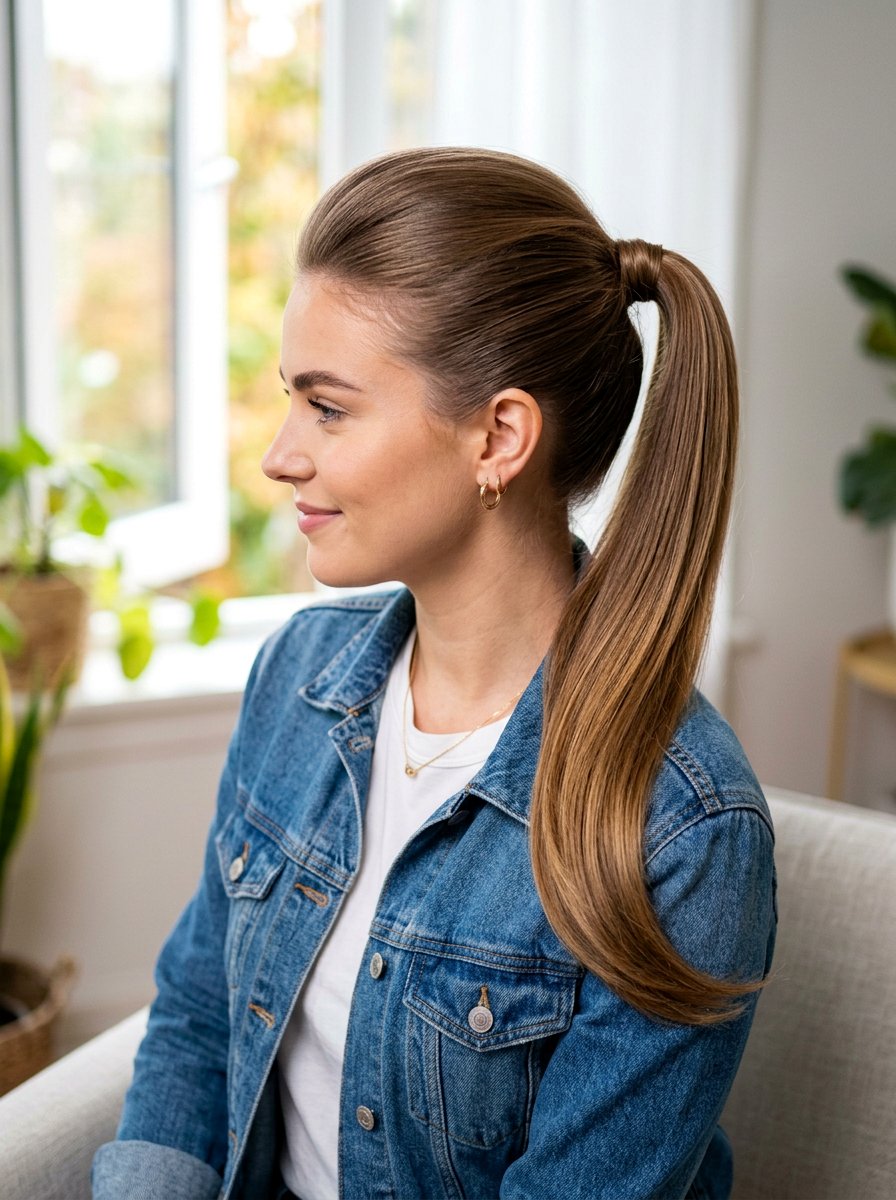 Smooth High Ponytail For Fine Hair - 20 sleek hairstyle for fine straight hair - 20 sleek hairstyle for fine straight hair