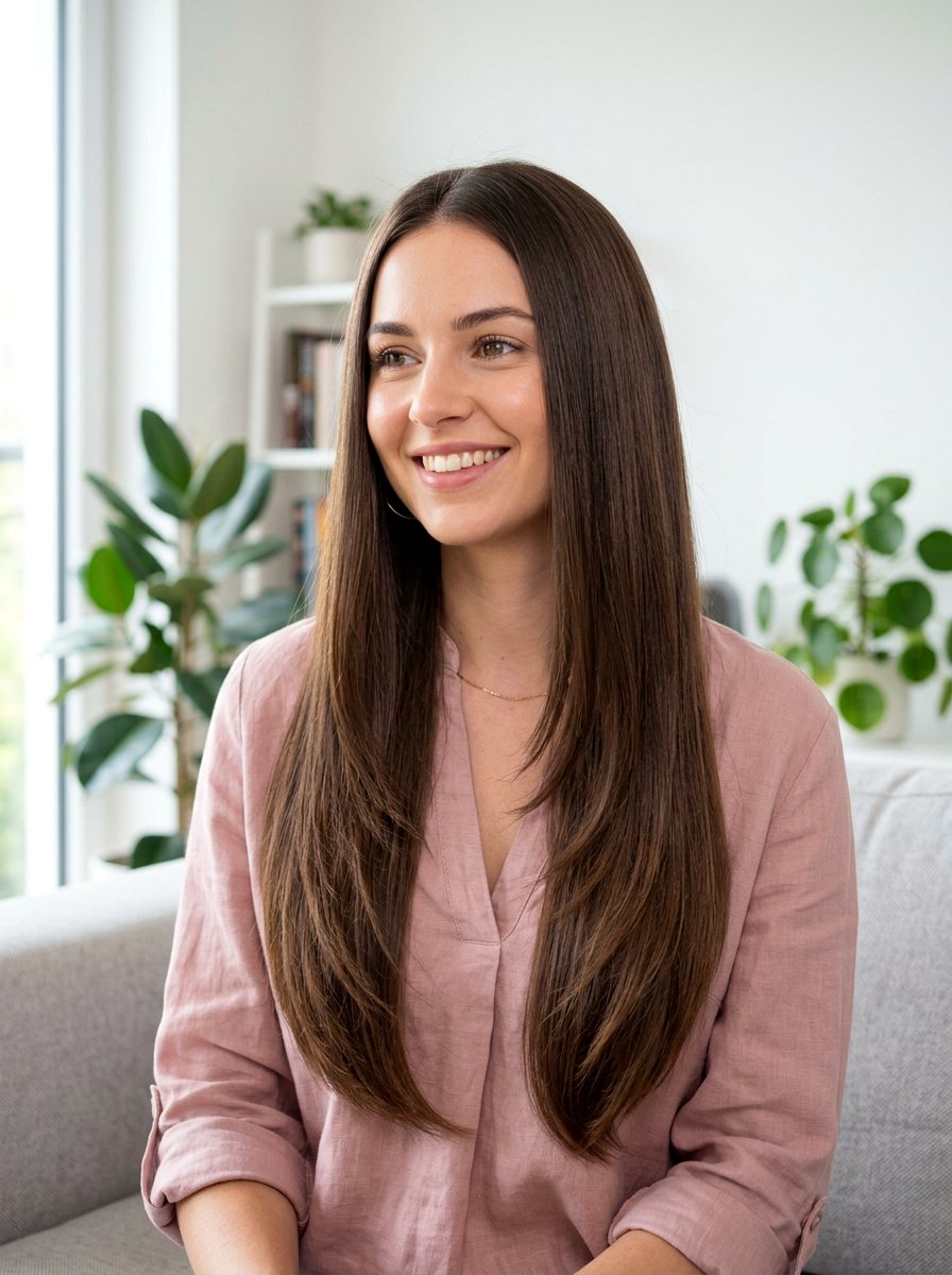 Smooth Long Layered Hair - 20 office hairstyle for thick coarse hair - 20 office hairstyle for thick coarse hair