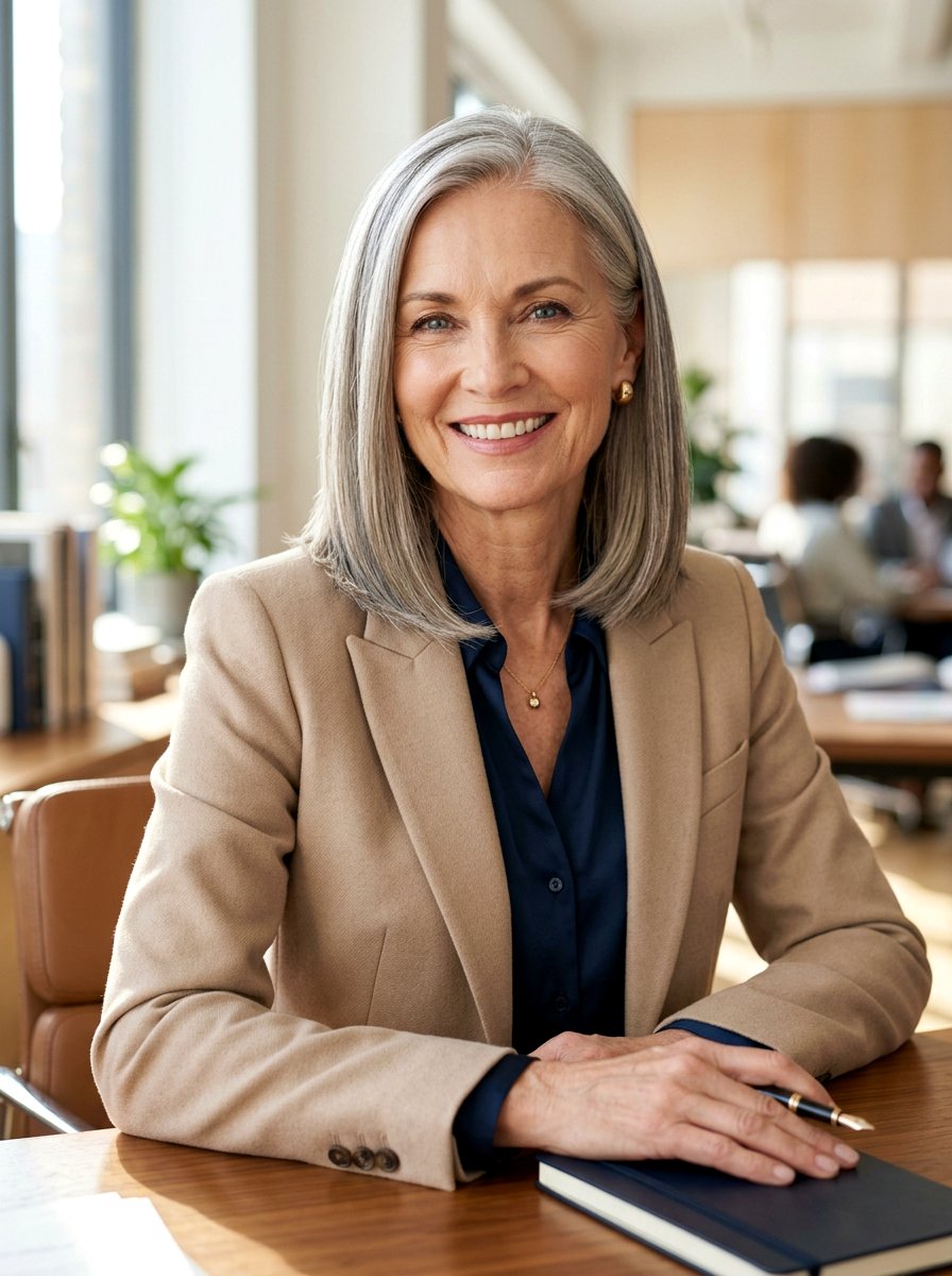 Smooth Shoulder Length Hair - 20 older women office hair ideas - 20 older women office hair ideas