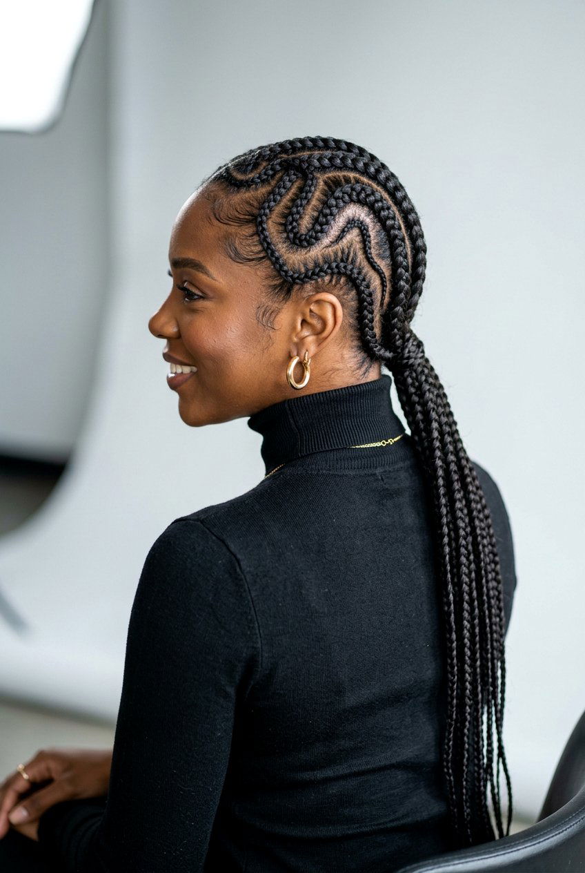 Snake Braid Designs - 20 curved cornrow braid styles - 20 curved cornrow braid styles
