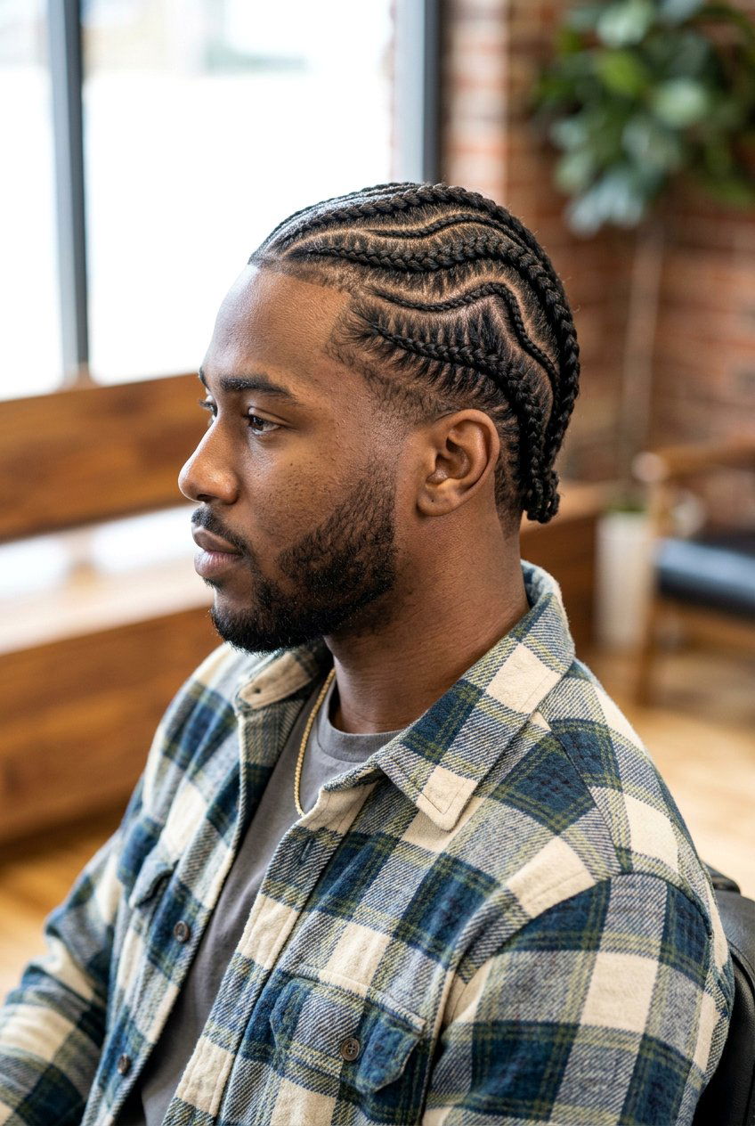 Snake Cornrows With Neck Taper - 20 cornrows with taper for men - 20 cornrows with taper for men