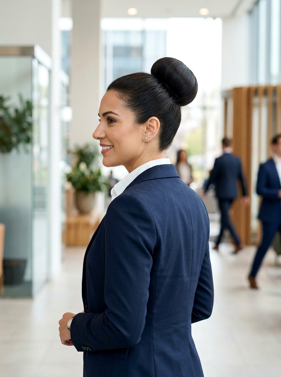Sock Bun For Humid Office - 20 office hairstyle for rainy days - 20 office hairstyle for rainy days