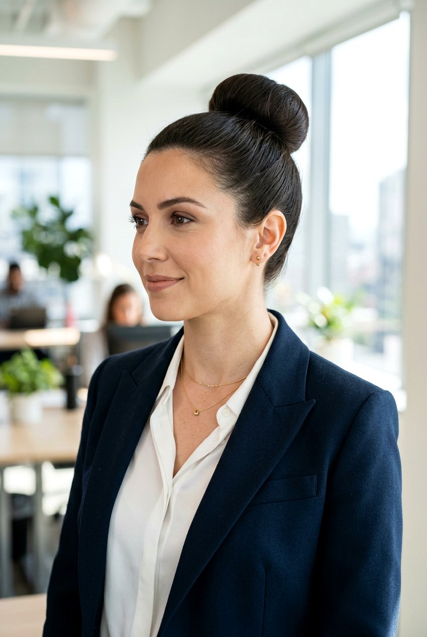 Sock Bun For Work - 20 business bun hairstyle - 20 business bun hairstyle
