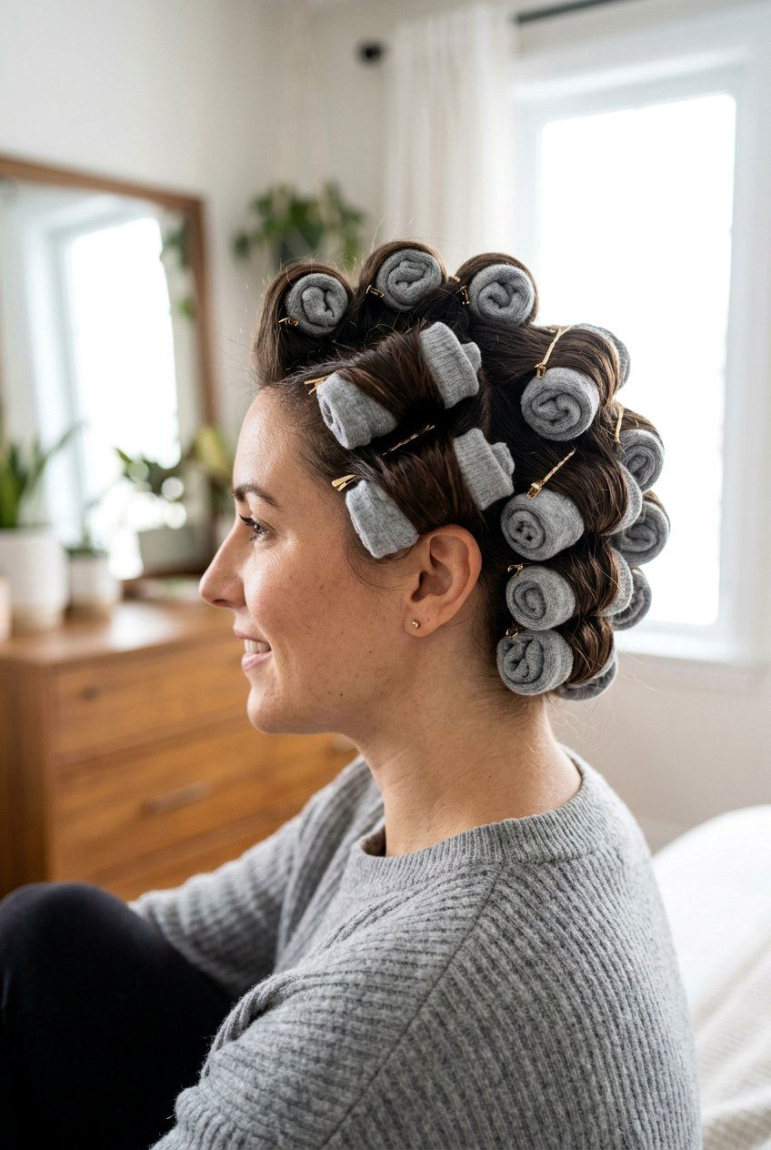 Sock Curls - 20 easy overnight hairstyles for long hair - 20 easy overnight hairstyles for long hair