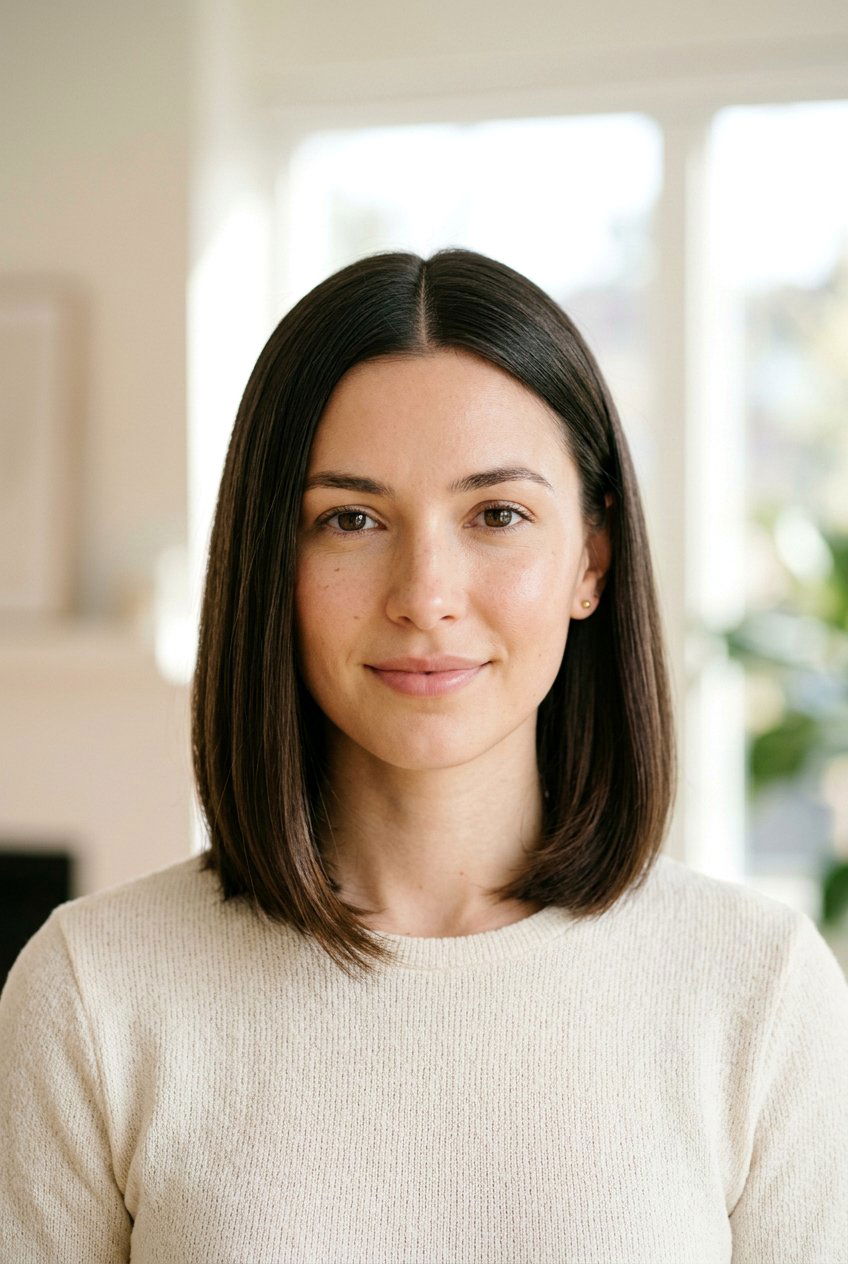 Soft A Line Bob With Middle Part - 20 soft A line bob haircut - 20 soft A line bob haircut