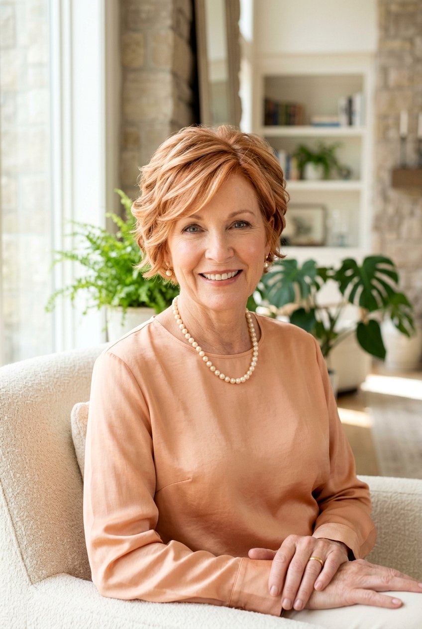 Soft Apricot Copper Ribbons For Older Women - 20 apricot copper ribbons hair - 20 apricot copper ribbons hair