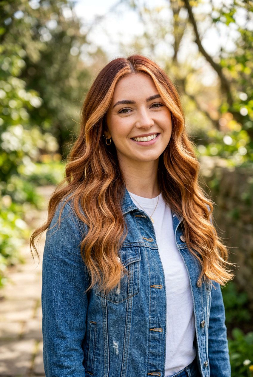 Soft Auburn Balayage With Money Piece - 20 soft auburn balayage - 20 soft auburn balayage