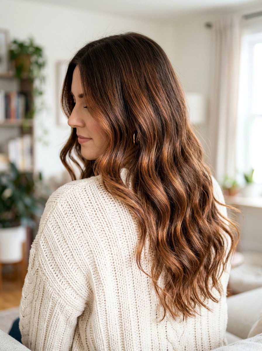 Soft Auburn Balayage on Brown Hair - 20 soft auburn highlights on brown hair - 20 soft auburn highlights on brown hair