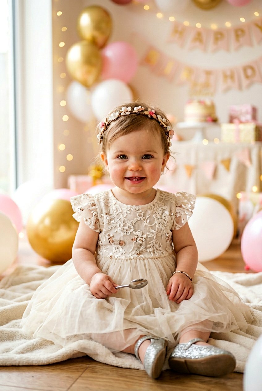 Soft Baby Crown With Tiny Clips - 20 first birthday hairstyles for girls - 20 first birthday hairstyles for girls