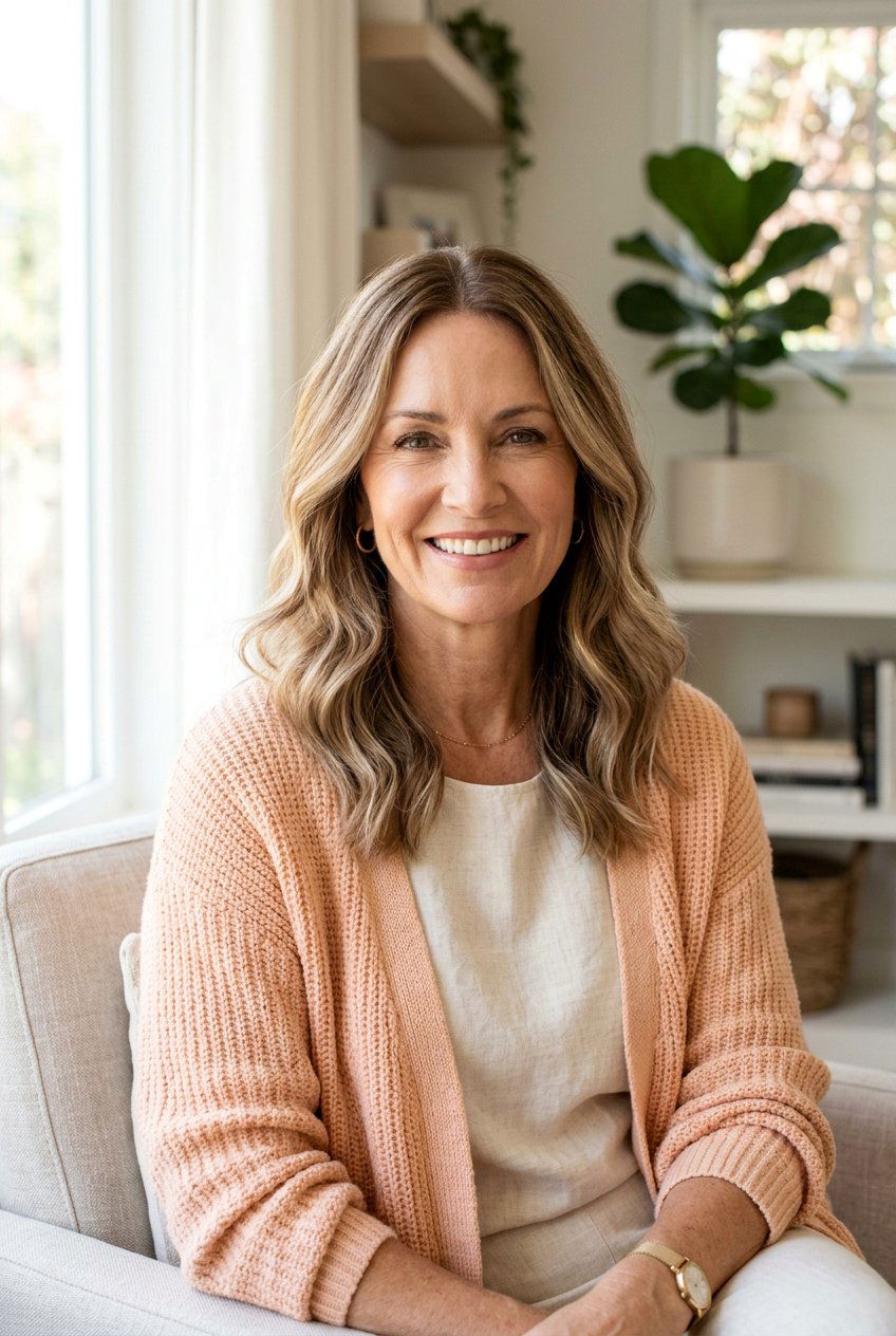 Soft Beige Blonde Balayage - 20 rooted beige blonde for women over 50 - 20 rooted beige blonde for women over 50