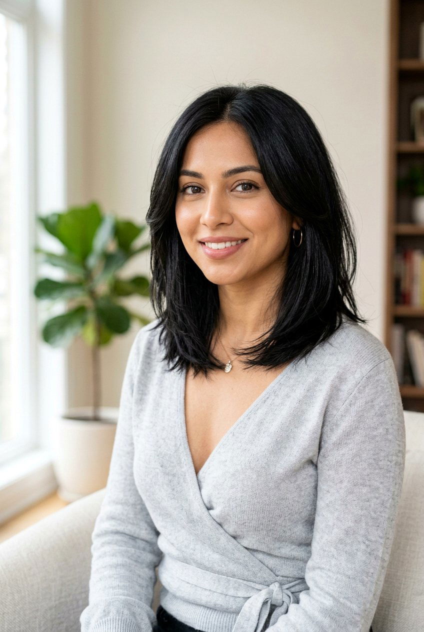 Soft Black Lob With Face Framing Layers - 20 black hair makeover ideas - 20 black hair makeover ideas