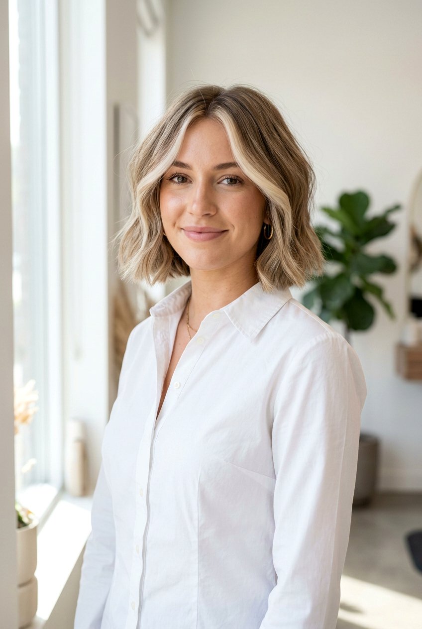 Soft Blonde Money Piece On Bob Haircut - 20 subtle money piece ideas - 20 subtle money piece ideas