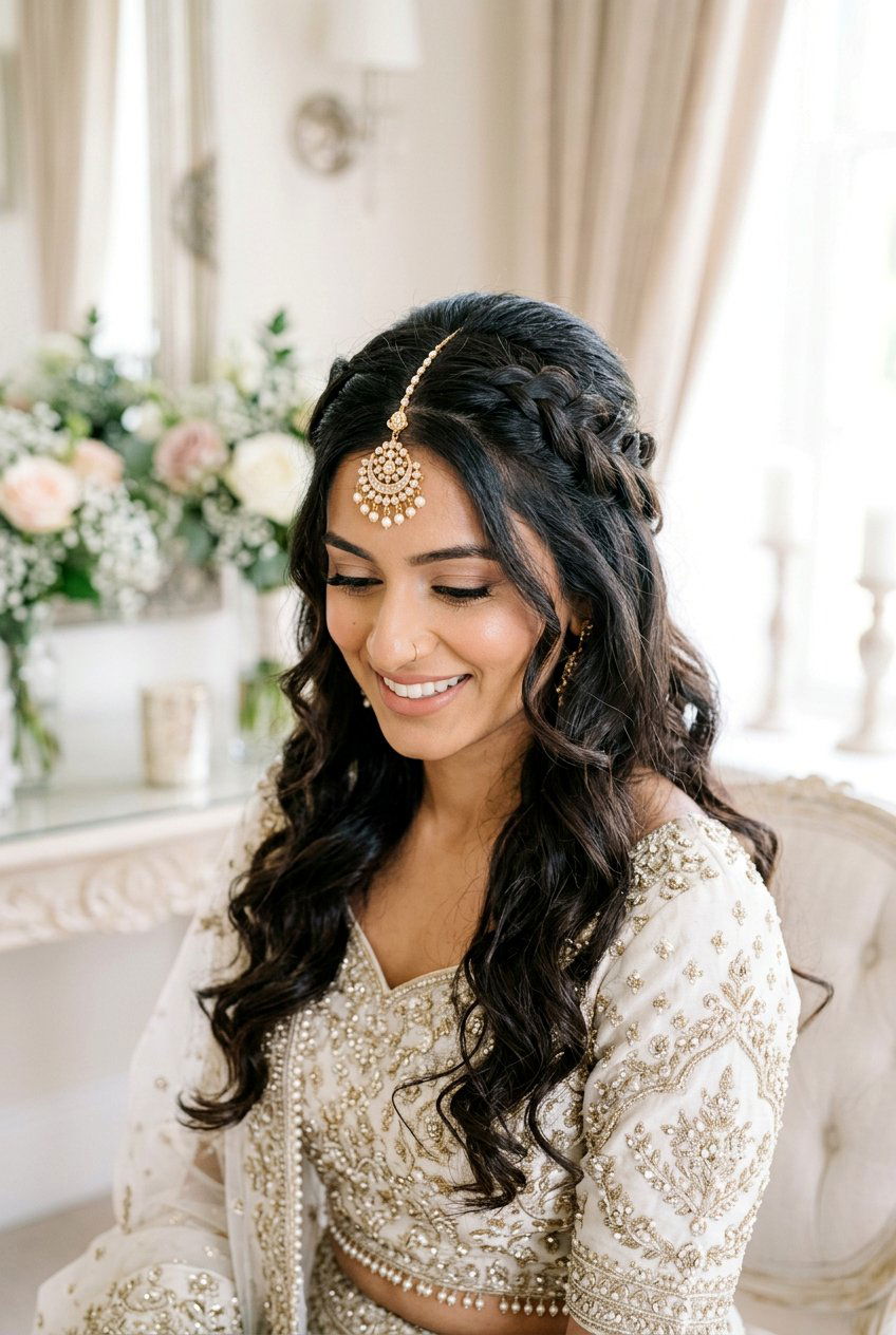 Soft Braided Crown Nikah Hairstyle - 20 simple nikah hairstyles - 20 simple nikah hairstyles