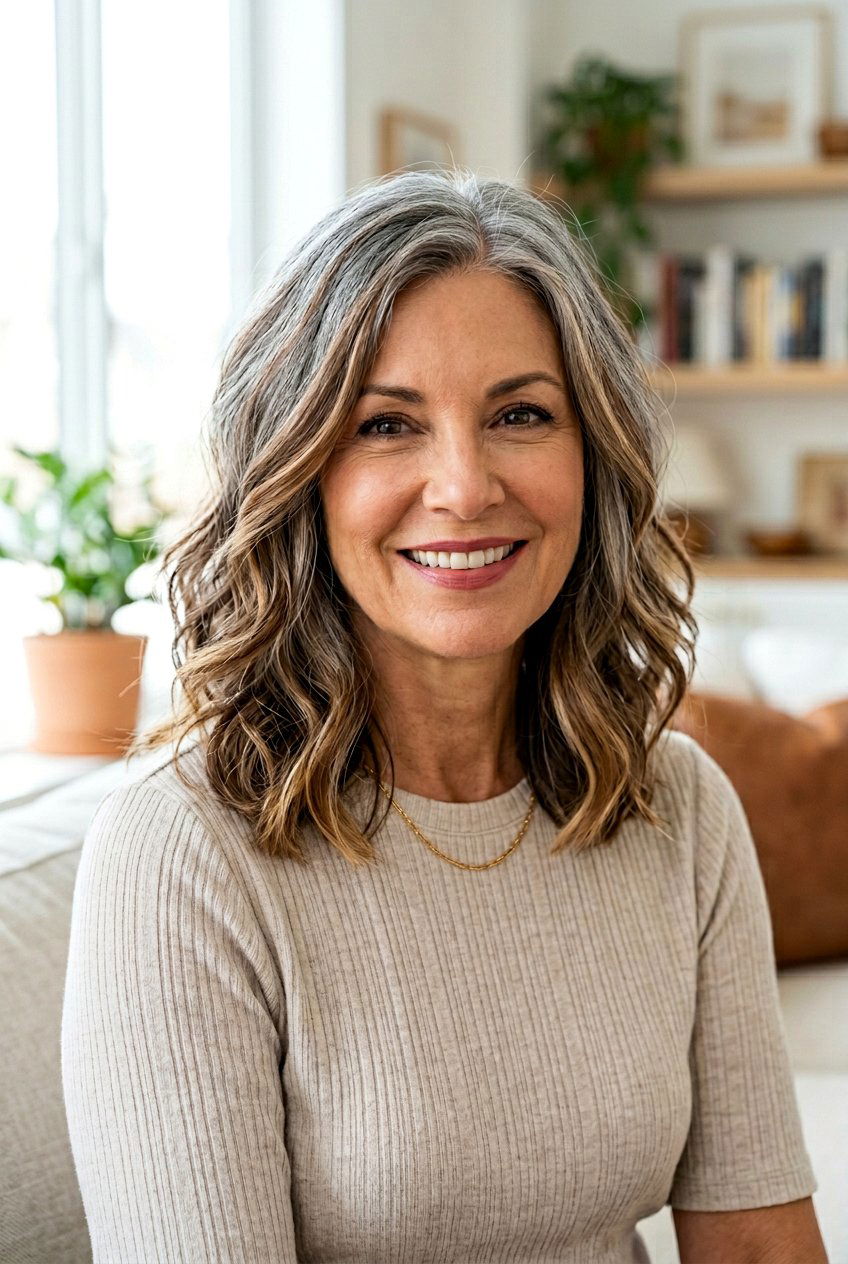 Soft Brunette Balayage Lowlights On Gray Hair - 20 brunette lowlights for gray hair - 20 brunette lowlights for gray hair