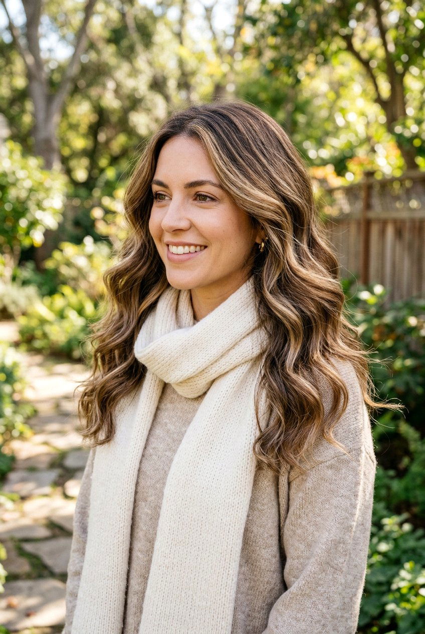 Soft Brunette Balayage Waves - 20 winter brunette balayage - 20 winter brunette balayage