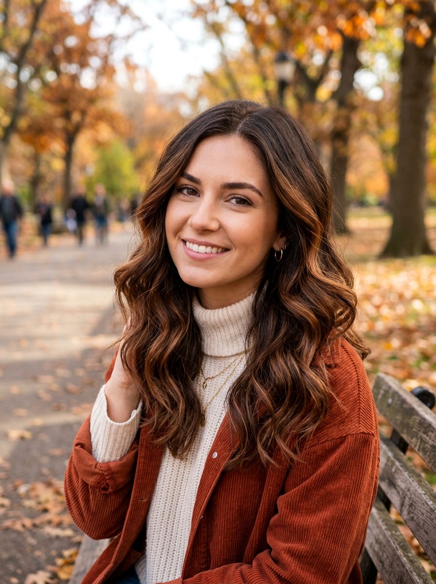 Soft Copper Brown Balayage On Dark Brown Hair - 20 soft copper brown balayage - 20 soft copper brown balayage