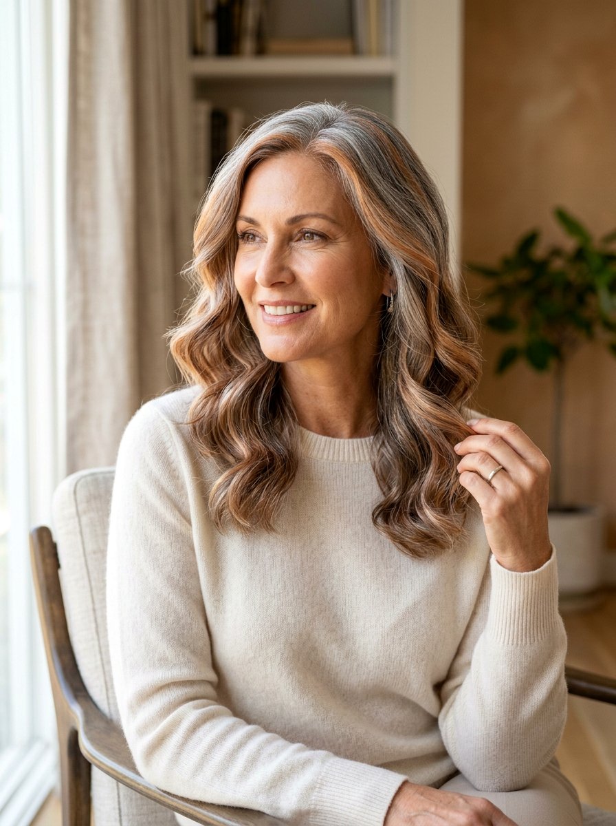 Soft Copper Gray Blend Waves - 20 copper gray blend for mature women - 20 copper gray blend for mature women