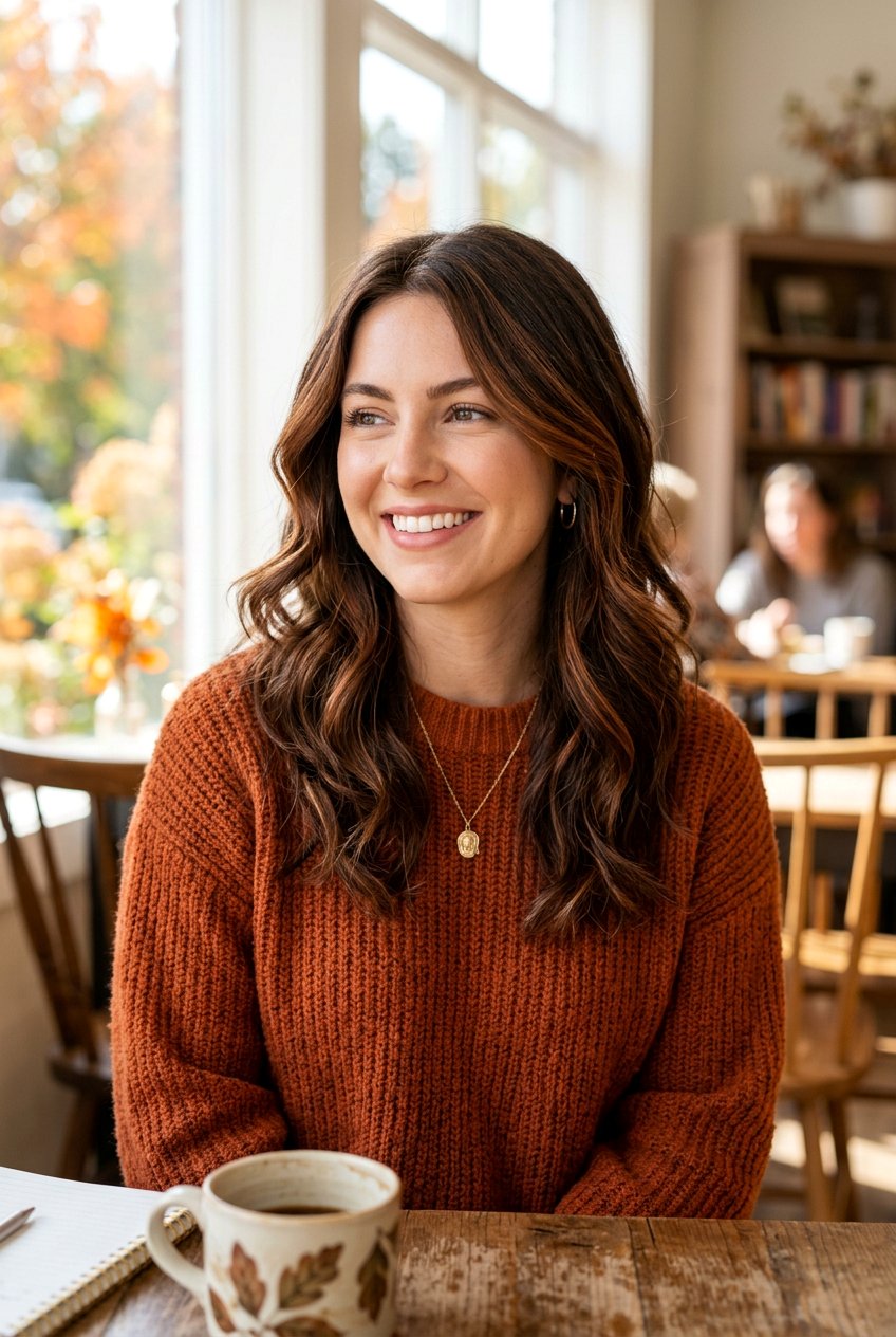 Soft Copper Highlights On Brown Hair - 20 soft copper highlights - 20 soft copper highlights