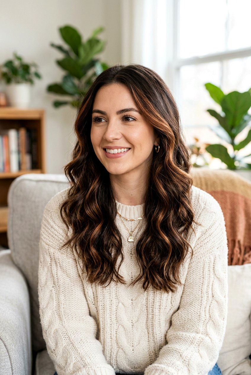 Soft Copper Highlights On Dark Brown Hair - 20 soft copper highlights - 20 soft copper highlights