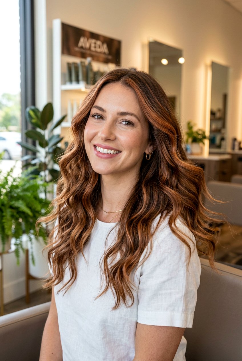 Soft Copper Highlights On Long Layers - 20 soft copper highlights - 20 soft copper highlights